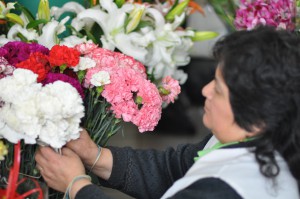 Woman selling flowers